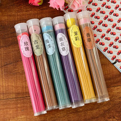 60Sticks Incense Burner Natural Aroma Purifying Air Incense Sticks Lavender Rose Freshener Aromatherapy Meditation Household