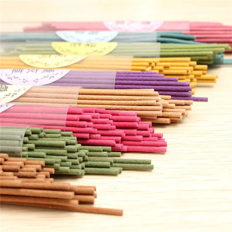 60Sticks Incense Burner Natural Aroma Purifying Air Incense Sticks Lavender Rose Freshener Aromatherapy Meditation Household