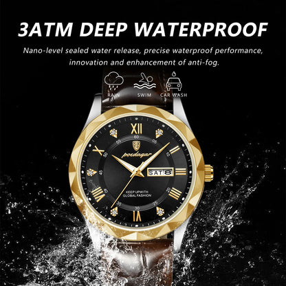 POEDAGAR Luxury High Quality Watches for Men Sport Quartz Leather Man Watch Waterproof Luminous Date Week Men's Watch Male Reloj